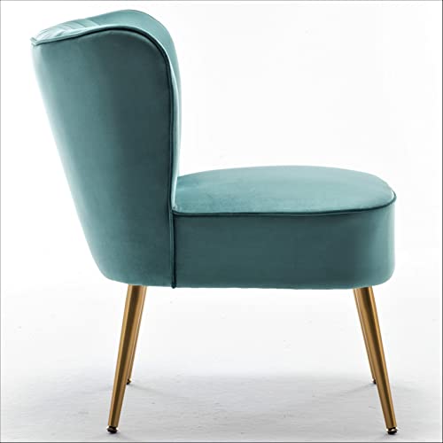 Container Furniture Direct Modern Velvet Accent Chair for Living Room, Bedroom, or Entryway, Stylish and Comfortable Armless Design with Metal Legs, Teal - color: Teal