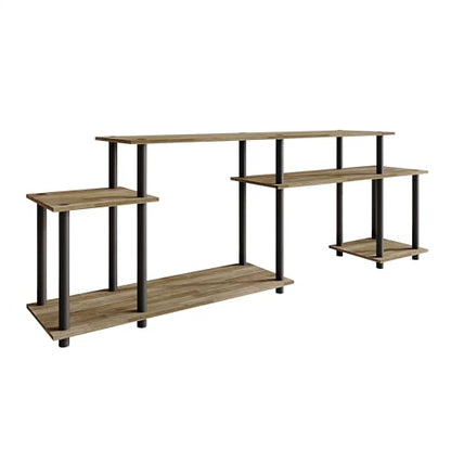 Simple 3-Tier TV Stand with Open Storage Shelves, for TVs up to 50", Natural Oak - color: Natural Oak