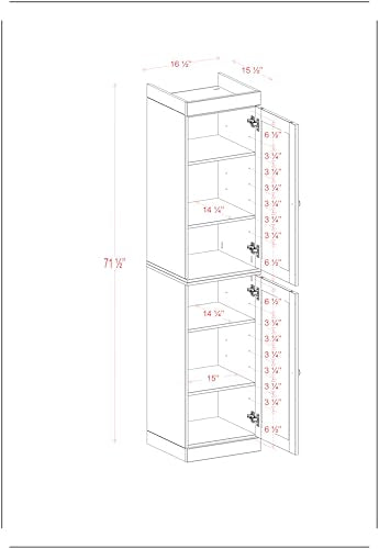 Solid Wood Kitchen Pantry - Narrow Storage Cabinet - Raised Panel Doors, Adjustable Shelves, Aqua, 16.5" Wide x 71.5" Tall, 100% Eco-Friendly Wood, Modular Pantry Cabinet Systems - color: Aqua, style: Raised Panel Doors