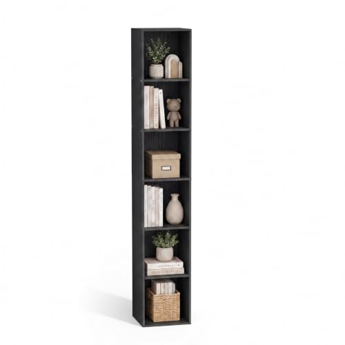 6 Cube Black Book Shelf, Tall Bookcase for Bedroom Home Office Living Room - color: Black, size: 6 Cube