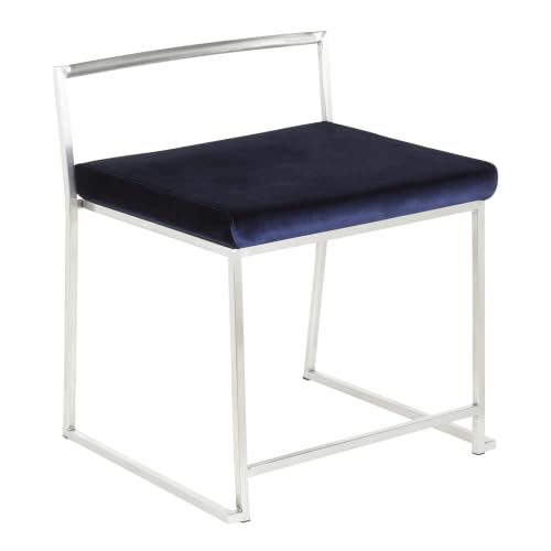 Penau Stackable Dining Chair Set, Blue Velvet, Metal Frame | Blue Velvet Upholstery, Stackable Design, Dining, Office, Vanity Use, Padded Seat, Low Back