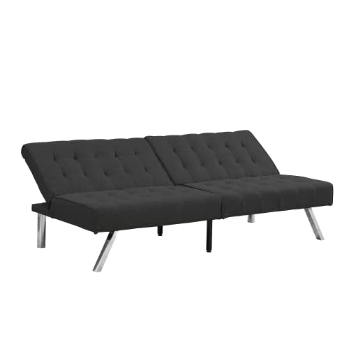Convertible Futon Sofa Bed, Modern 68'' Fabric Sleeper Couch for Living Room,Guest Bed, Adjustable Backrest, Upholstered Recliner Chair, Loveseat for Compact Small Space Living Room (Black) - color: Black