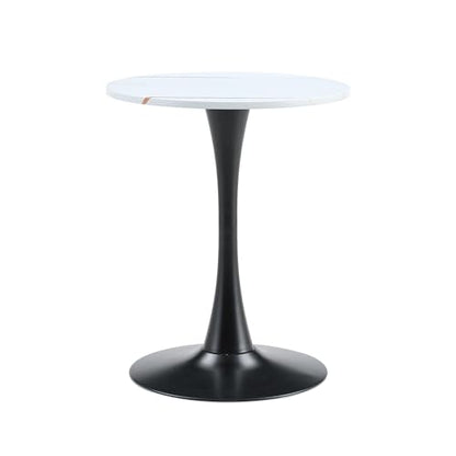 23.6 Inch Round Tulip Dining Table, Modern Pedestal Base Kitchen Table for Small Spaces, Cafe, Living Room - White