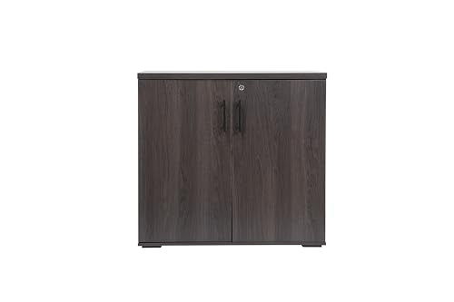MMT Office Storage Cabinet, Lockable, Storm Grey Walnut - color: Storm Grey Walnut