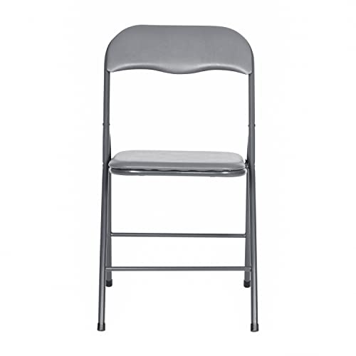 EMMA + OLIVER Gray Square Folding Card Table and Chairs Set for 4 Players | Lightweight, Easy Storage, Padded Top - color: Grey
