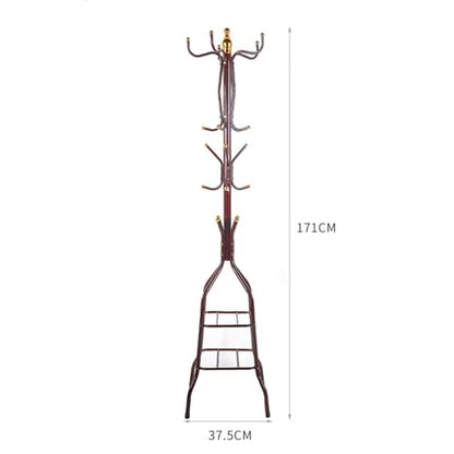 Coat Rack Freestanding, Simple Installation Entryway Organizer Coat Tree with Umbrella Holder, Purse Rack Hat Rack Stand for Living Room Bedroom Office Wine Red