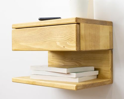 Floating Nightstand Side Accent or End Table with Storage Drawer, Wood Bedside Shelf, Handmade Floating Table (Madrid) - color: Madrid
