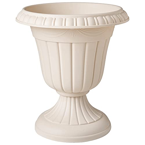 Arcadia Garden Products PL00BG Classic Traditional Plastic Urn Planter, 16” x 18”, Beige - color: Beige, size: 16" x 18"