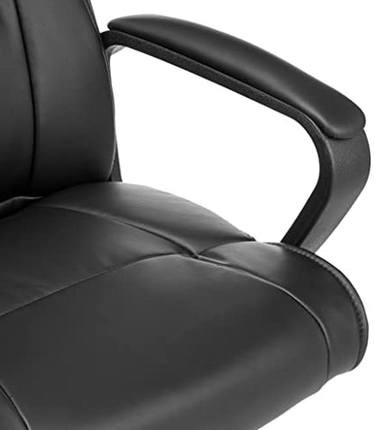 Amazon Basics Office Task Chair with Adjustable Height, 360° Swivel, Padded Armrests, Mid-Back, Rolling, 275 Pound Capacity, 24.2"D x 24"W x 34.8"H, Black Faux Leather - color: Black