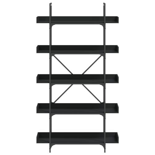 5-Tier Bookshelf Industrial Bookcase with Metal Frame, Storage Display Rack for Home Office, Living Room, Bedroom, 39.4x13x71.1 Inch, Black - color: Black 16