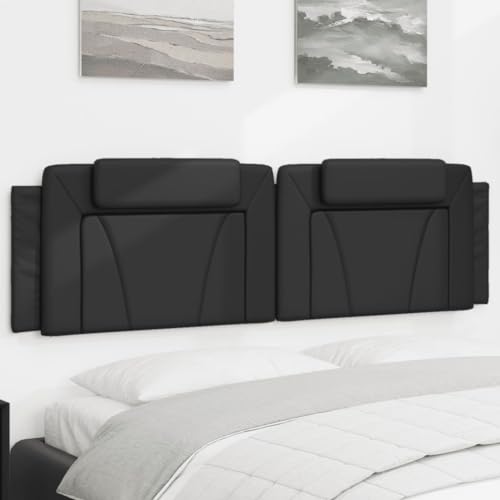 72 Inch Wall Mounted Headboard Cushion, Matte Faux Leather Backrest Pillow for Bed, Padded Reading Support for Bedroom Relaxation, Modern Black - color: Black, size: 72 inches wide