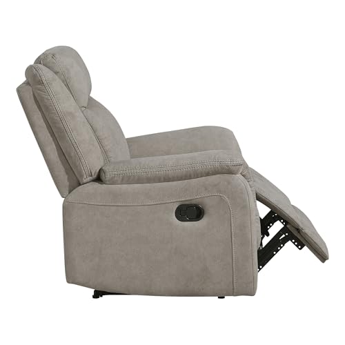 Lexicon Polished Microfiber Wall Hugger Manual Reclining Chair, Dove | 39.5"W Manual Recliner, Home Theater Seating for Living Room/Office/Apartment - color: Dove, size: Recliner