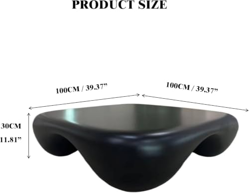 Modern Fiberglass Coffee Table with Sculptural Curved Design, Durable Black Finish : Minimalist Center Table for Living Room, Contemporary Accent Furniture(39'' Black) - color: 39'' Black