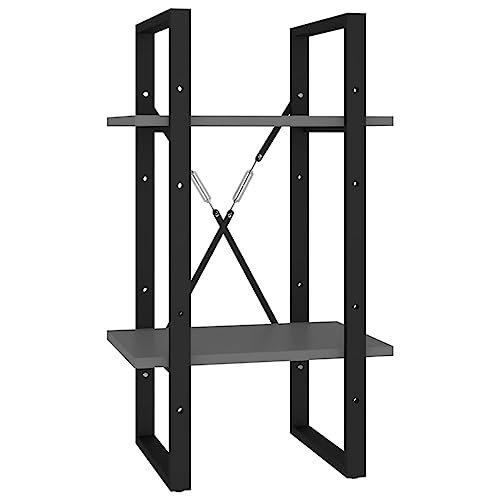 Industrial Gray 2-Tier Book Cabinet, 15.7x11.8x27.6 Inch Small Bookshelf, Engineered Wood Bookcase for Home Office - color: Grey, size: 1 & 27.6"
