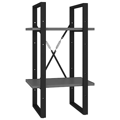 Industrial Gray 2-Tier Book Cabinet, 15.7x11.8x27.6 Inch Small Bookshelf, Engineered Wood Bookcase for Home Office - color: Grey, size: 1 & 27.6"