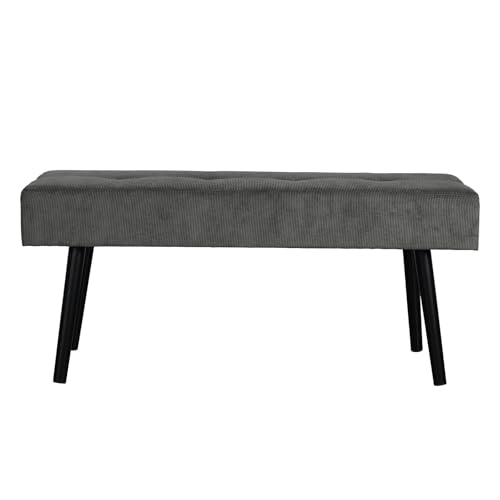 Comfy to go Entryway Bench - Grey Bench for Bedroom, Modern Ottoman End of Bed, Corduroy Padded Benches for Living Room, Foyer, Mudroom, Hallway - 39" L x 14" W x 17" H | Corduroy Padded Benches for Living Room, Foyer, Mudroom, Hallway - 39" L x 14" W x 1