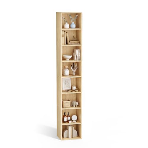 8 Cube Oak Book Shelf, Tall Bookcase for Bedroom Home Office Living Room - color: Oak, size: 8 Cube
