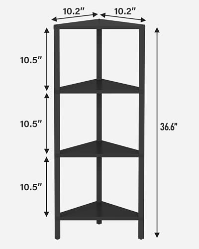 TUTOTAK Corner Shelf, 4-Tier Corner Bookshelf for Small Space | Narrow Display Corner Shelf Stand with Storage Rack, for Living Room, Bedroom, Black BS05BK004 - color: Black, size: 4-Tier Ordinary