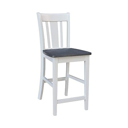 IC INTERNATIONAL CONCEPTS 30" Round Pedestal Gathering Height Table with 2 San Remo Counter Height Stools, White/Heather Gray - color: White/Heather Gray