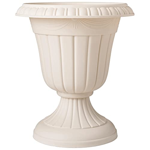 Arcadia Garden Products PL00BG Classic Traditional Plastic Urn Planter, 16” x 18”, Beige - color: Beige, size: 16" x 18"