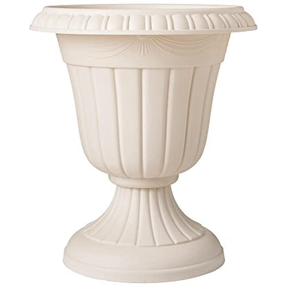 Arcadia Garden Products PL00BG Classic Traditional Plastic Urn Planter, 16” x 18”, Beige - color: Beige, size: 16" x 18"