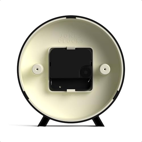JONES CLOCKS® Venus Desk Clock | Modern Round Design | Black | Stylish Retro Look for Shelf, Table, Mantel or Bedside - color: Black