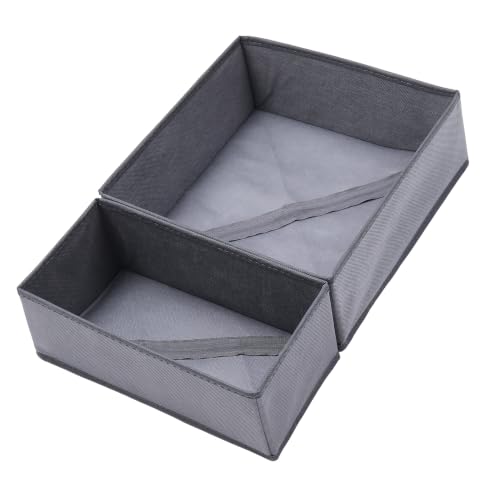 Underwear Drawer Organizer, 2 Pack, Grey | Foldable Fabric Storage Bins, For Dresser & Closet, Sock and Bra Dividers, 2 Sizes, Bedroom Organization - color: Grey