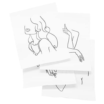 Hbaebdoo Minimalist Line Art Decorative Prints Set of 4 Aesthetic Drawing Poster Black/White Prints 8inch x 10inch Unframed