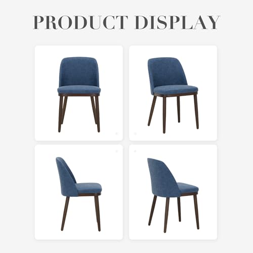 COLAMY Upholstered Dining Chairs Set of 4, Modern Kitchen Chairs with Back, Leather Side Dining Room Chairs with Wood Legs for Kitchen Dining Room Restaurant,Blue - color: Blue, size: Set of 4
