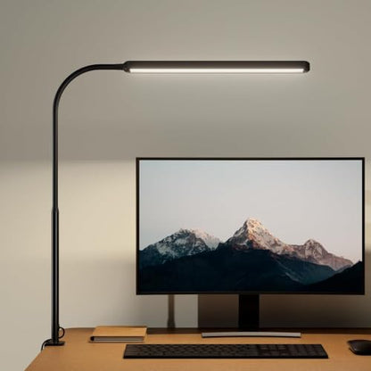 SUPERDANNY Eye-Caring LED Desk Lamp Work Lamp Office Lamp with Side Clamp (Pack of 2) - color: Black, size: Clamp Mount (Pack of 2)