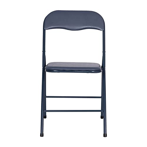EMMA + OLIVER Navy Square Folding Card Table and Chairs Set for 4 Players | Lightweight, Easy Storage, Padded Top - color: Navy