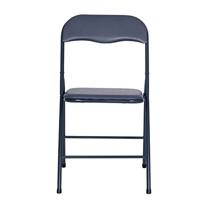 EMMA + OLIVER Navy Square Folding Card Table and Chairs Set for 4 Players | Lightweight, Easy Storage, Padded Top - color: Navy