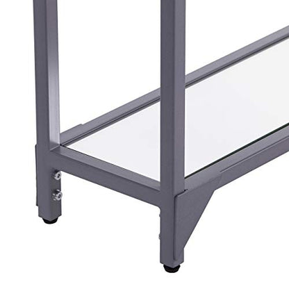 SEI Furniture - Bergen Narrow Console Table - Silver - Transitional Design, Metal and Glass - Ideal for Entryway, Living Room (CM3656) - color: Silver