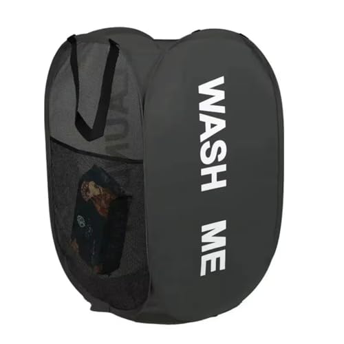 Collapsible Mesh Laundry Hamper, Foldable Dirty Clothes Basket with Handles, 14x14x23 Inch, Large (black) - color: black