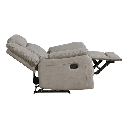 Lexicon Polished Microfiber Wall Hugger Manual Reclining Chair, Dove | 39.5"W Manual Recliner, Home Theater Seating for Living Room/Office/Apartment - color: Dove, size: Recliner