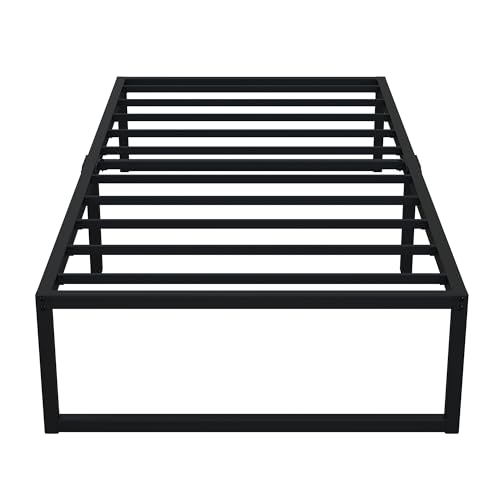 EMODA 16 Inch Narrow Twin Bed Frame 30x75, Heavy Duty Metal Platform | No Box Spring Needed, Easy Assembly, Noise Free, Black - color: Black, size: Narrow Twin, style: 16 inch