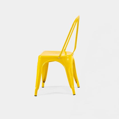 AC Pacific 18 Inch Seat Height Industrial Metal Dining Chairs, Stackable Kitchen or Bar Seat, Durable Modern Design, Versatile Accent Furniture, Set of 4, Yellow - color: Yellow, size: Set of 4