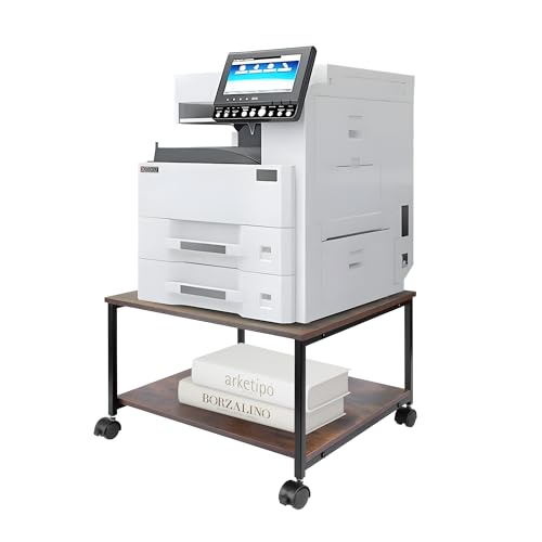 EMERIT Printer Stand,19.5''x19.5''x12.8'' 2 Tier Large Printer Laser Table Heavy Duty Rolling Printer Cart with Wheels for Home Office -100 LBS Each Tier - color: Wood, size: 2-Tier