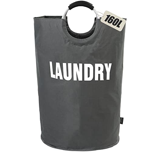 DOKEHOM 160L XX-Large Laundry Basket (7 Colors), Collapsible Laundry Bag, Foldable Laundry Hamper, Folding Washing Bin (Dark Grey, XXL) | Collapsible Hamper - color: Dark Grey, size: 160L