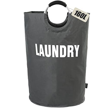 DOKEHOM 160L XX-Large Laundry Basket (7 Colors), Collapsible Laundry Bag, Foldable Laundry Hamper, Folding Washing Bin (Dark Grey, XXL) | Collapsible Hamper - color: Dark Grey, size: 160L