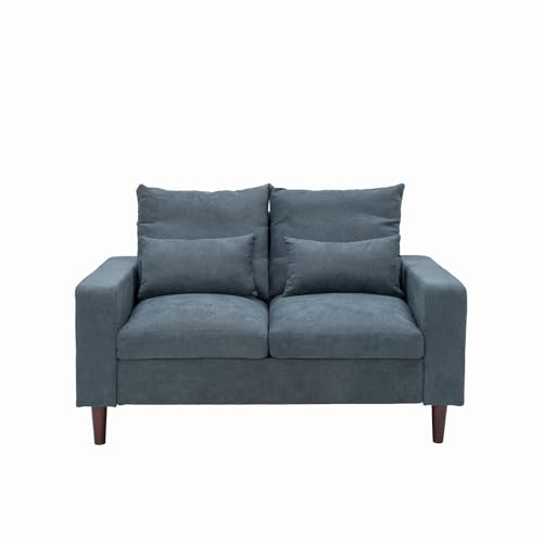 Panana Small Loveseat Sofa Upholstered Couch Modern Linen 2 Seater Love Seats for Living Room, Apartment, Small Space, Grey
