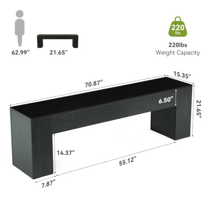 LITTLE TREE 70.8" TV Stand, Wooden Entertainment Center, Low TV Console Table for TVs Up to 80", Modern Chic Entertainment Center for Living Room, Bedroom, Apartment, Black, Easy Assembly