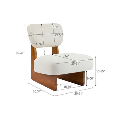 Christopher Knight Home Mores Low Profile Accent Chair Set of 2, Modern Living Room Armless Lounge Chair, Fabric Comfy Reading Chair for Bedroom, Wooden Frame and Thick Padded Seat, Beige + Natural - color: Beige + Natural