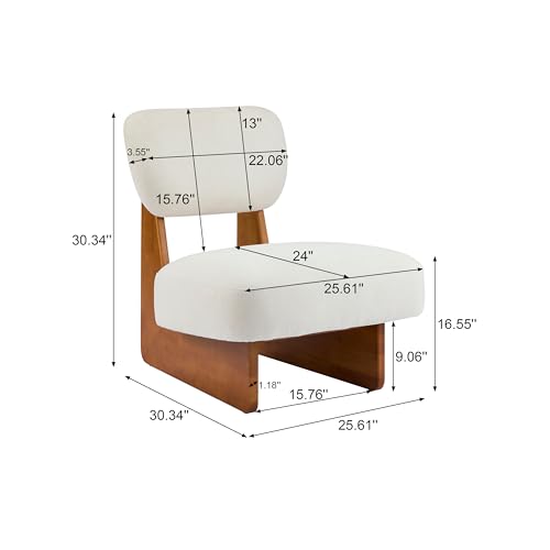 Christopher Knight Home Mores Low Profile Accent Chair Set of 2, Modern Living Room Armless Lounge Chair, Fabric Comfy Reading Chair for Bedroom, Wooden Frame and Thick Padded Seat, Beige + Natural - color: Beige + Natural