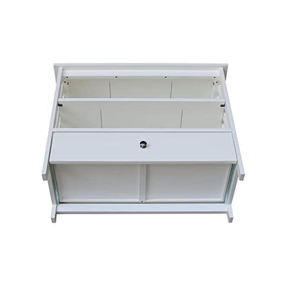 IC INTERNATIONAL CONCEPTS Solid Wood TV Stand with Shelves and Drawer in White - 28.9" Height - color: White
