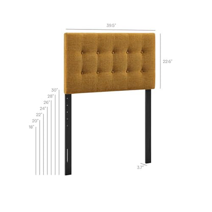 Modway Emily Twin Size Fabric Headboard in Copper - Linen-Like Upholstery with Button Tufting and 7 Adjustable Height Positions - color: Copper, size: Twin