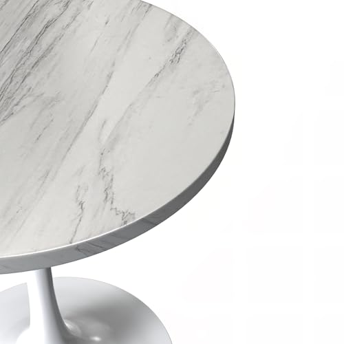 LeisureMod Verve Modern Round Dining Table,Tabletop with Pedestal Base, Contemporary Kitchen & Dining Room Table, Mid-Century Breakfast Nook Table (White Base, White Resin) - color: White Resin, size: 27 inch Wide