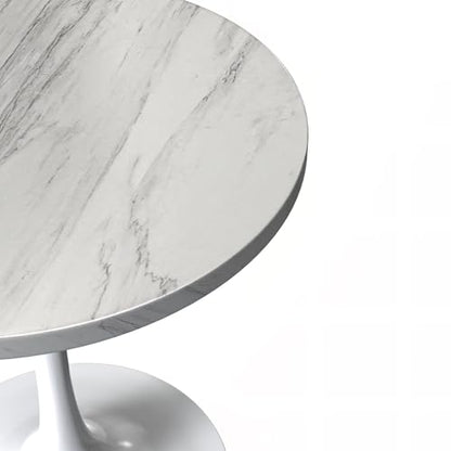 LeisureMod Verve Modern Round Dining Table,Tabletop with Pedestal Base, Contemporary Kitchen & Dining Room Table, Mid-Century Breakfast Nook Table (White Base, White Resin) - color: White Resin, size: 27 inch Wide