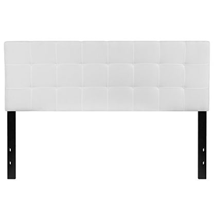 Quilted Tufted Upholstered Queen Size Headboard in White Fabric - color: White, size: Queen