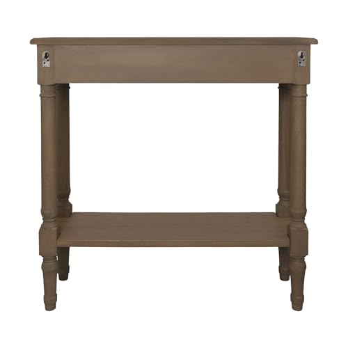 Marisol Brown Narrow Console Table for Entryway with Drawer | 31.5-inch slim sofa table with lower shelf, solid wood frame, natural finish, hallway storage for small spaces - color: Brown
